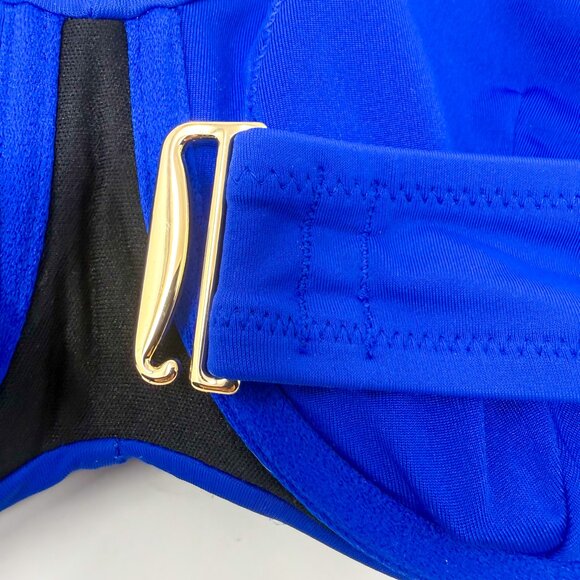 Victoria Secret Swim Bikini Top 38C Blue Oar Bandeau Solid Strapless Underwire - Picture 3 of 6